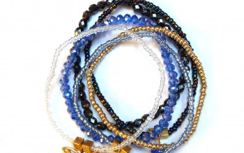 Rocailles-Armbandset in blau und gold